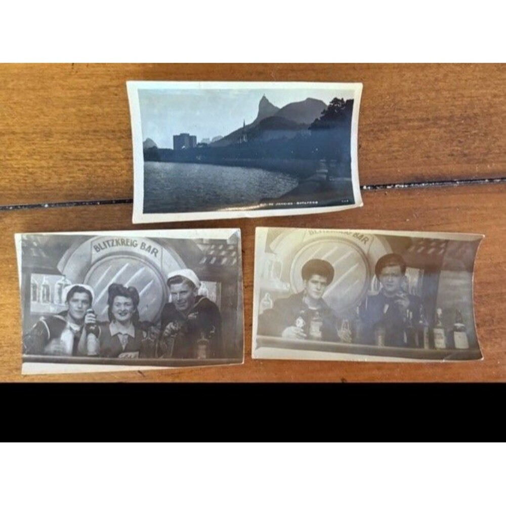3 Vintage Random Photo Postcards Men B&W Blitzkreig Bar 3.5”x5” Approx